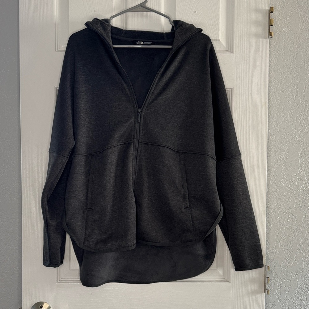 The North Face Charcoal Gray Full‑Zip Cozy Slacker Hooded Fleece